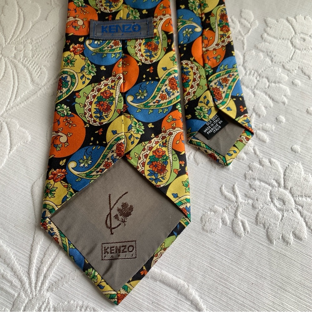 Vintage Kenzo Paris Silk Paisley Wide Tie - Picture 5 of 5